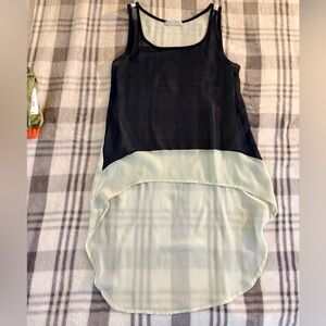 Sheer Layered High-Low Tank - Black & cream size S
